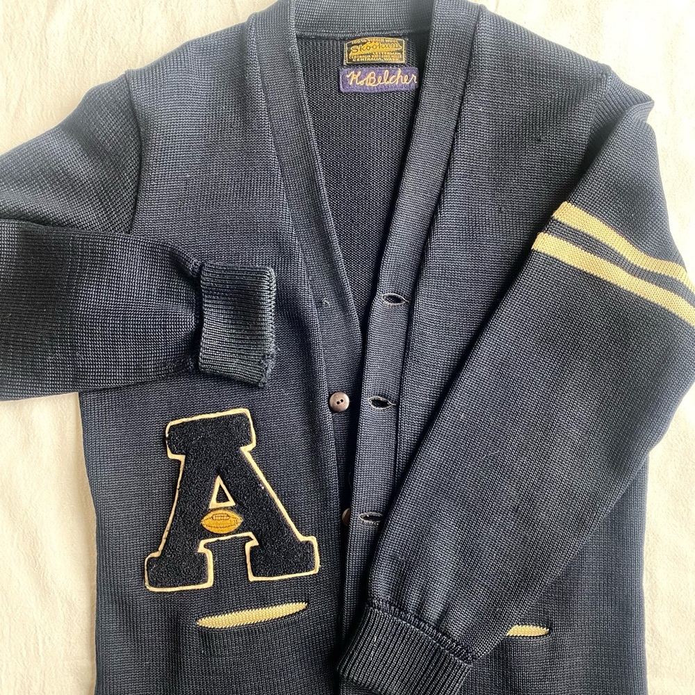Vintage Letterman 1950’s Navy Cardigan with Gold Accents